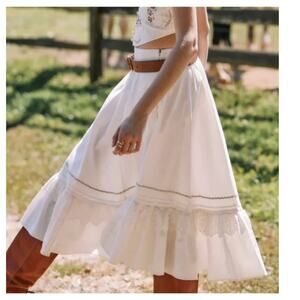 Free People Maeberrie Embroidered Midi Skirt Size Medium